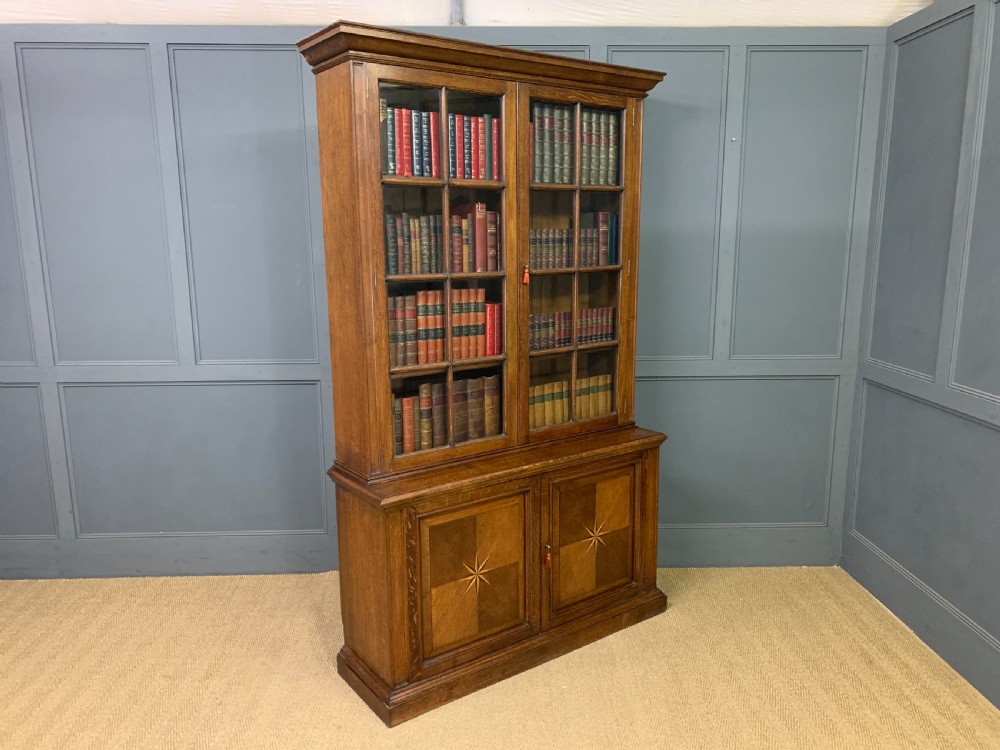 Oak Glazed Bookcase View XII