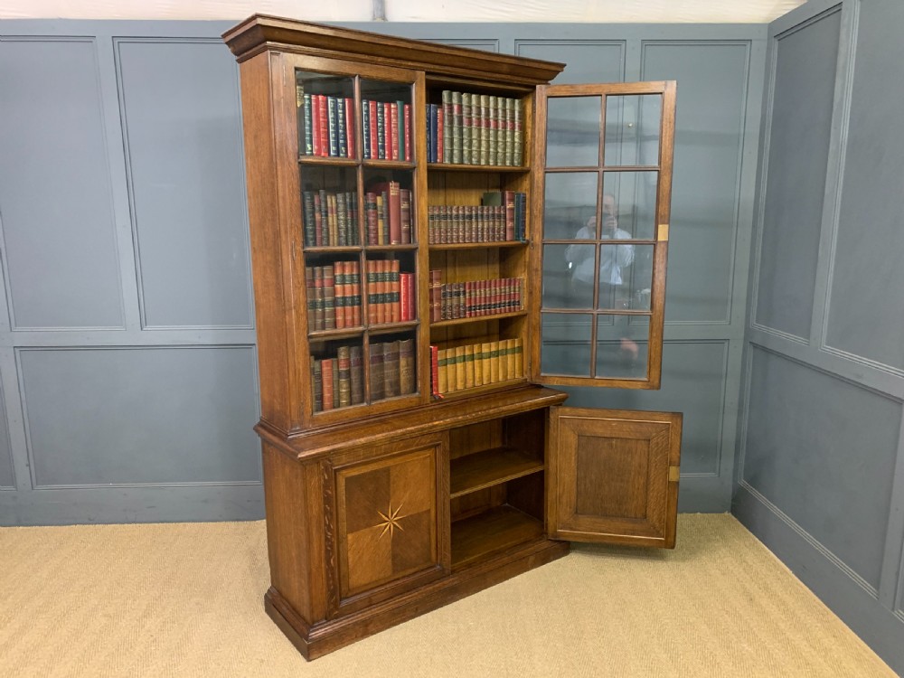 Oak Glazed Bookcase View XV