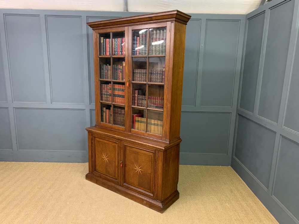 Oak Glazed Bookcase View XVI