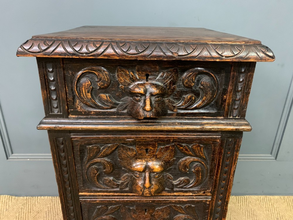 Pair of Victorian Carved Oak Bedside Chests View IX
