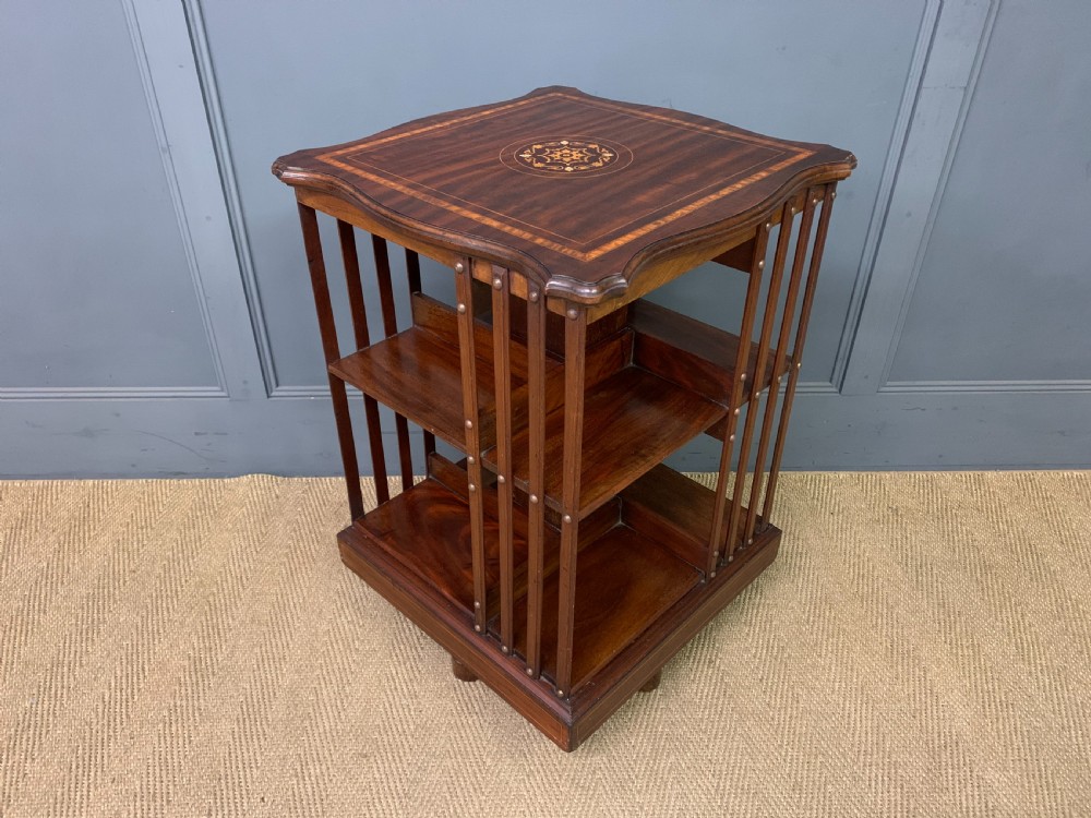 Inlaid Mahogany Revolving Bookcase