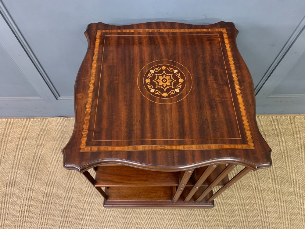 Inlaid Mahogany Revolving Bookcase View III