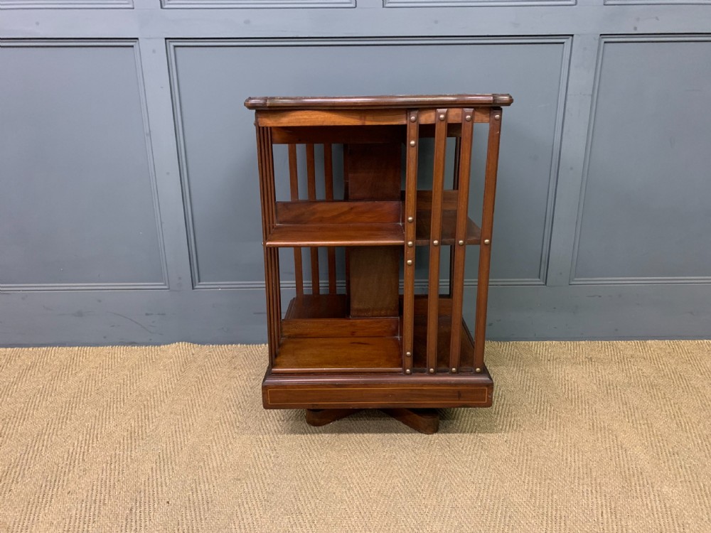 Inlaid Mahogany Revolving Bookcase View IV