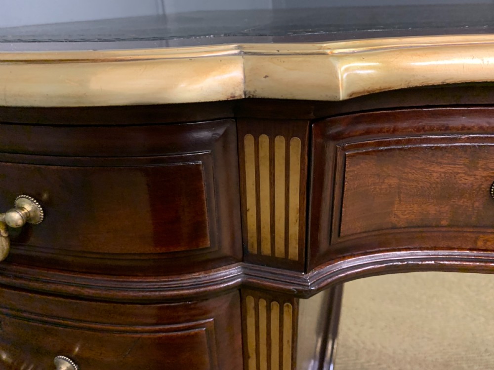 Fine Quality Brass Inlaid Mahogany Pedestal Desk View XIX