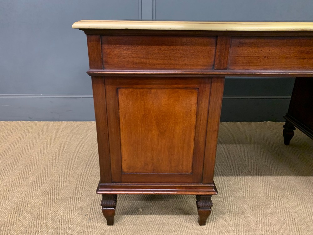 Fine Quality Brass Inlaid Mahogany Pedestal Desk View XXI