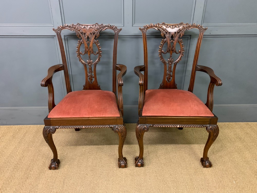 Pair of Chippendale Style Mahogany Armchairs