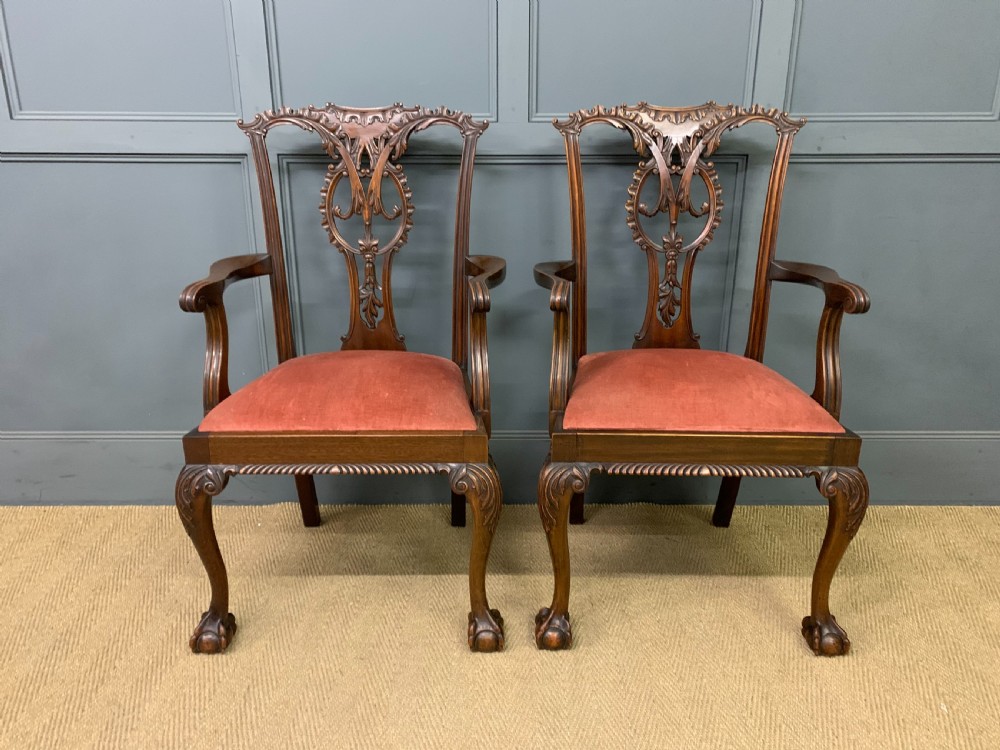 Pair of Chippendale Style Mahogany Armchairs View II