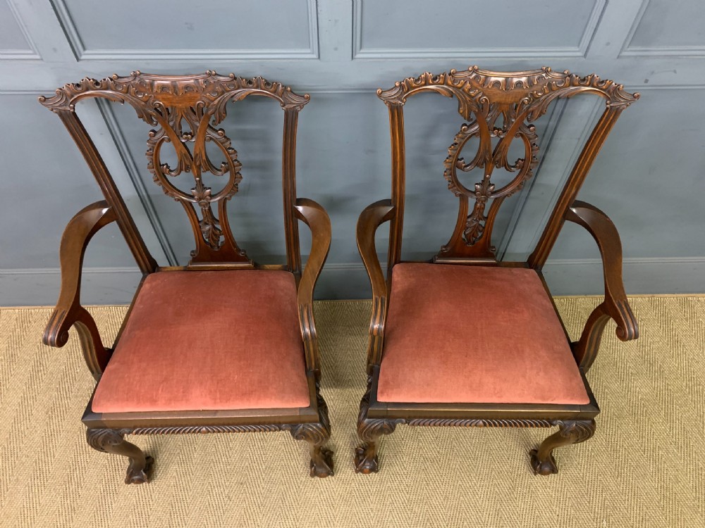 Pair of Chippendale Style Mahogany Armchairs View III