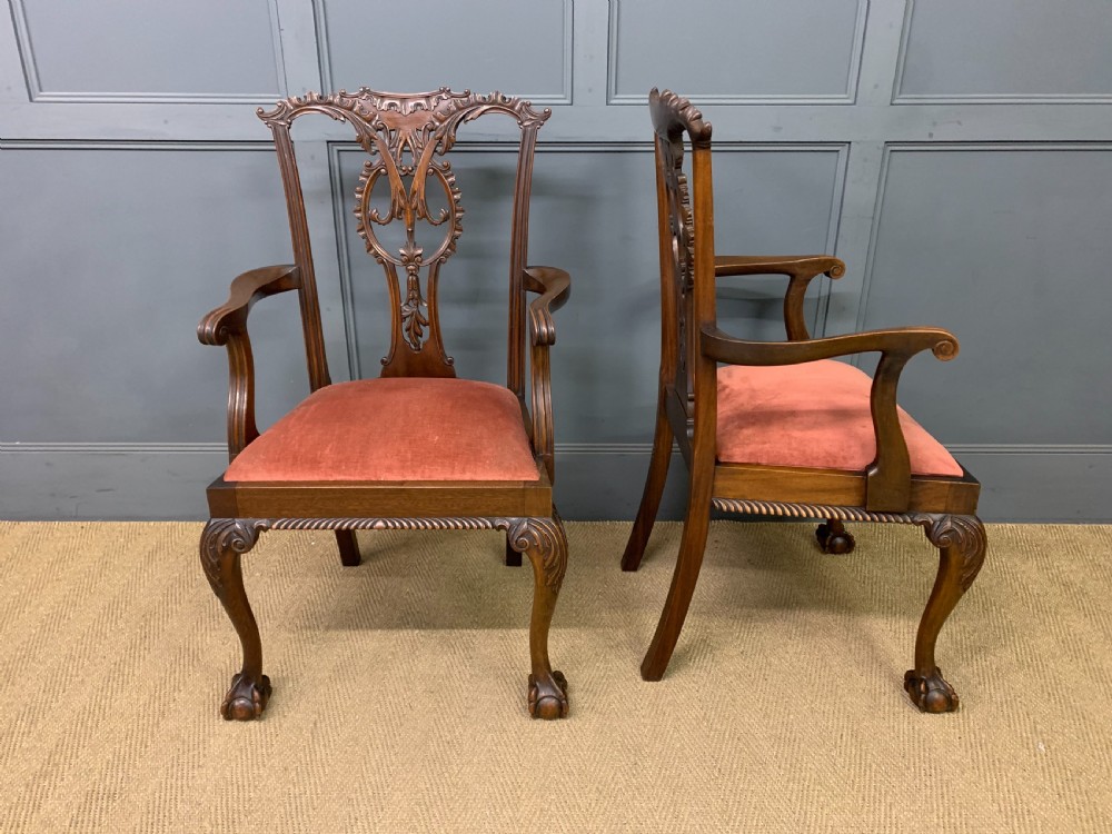 Pair of Chippendale Style Mahogany Armchairs View VI