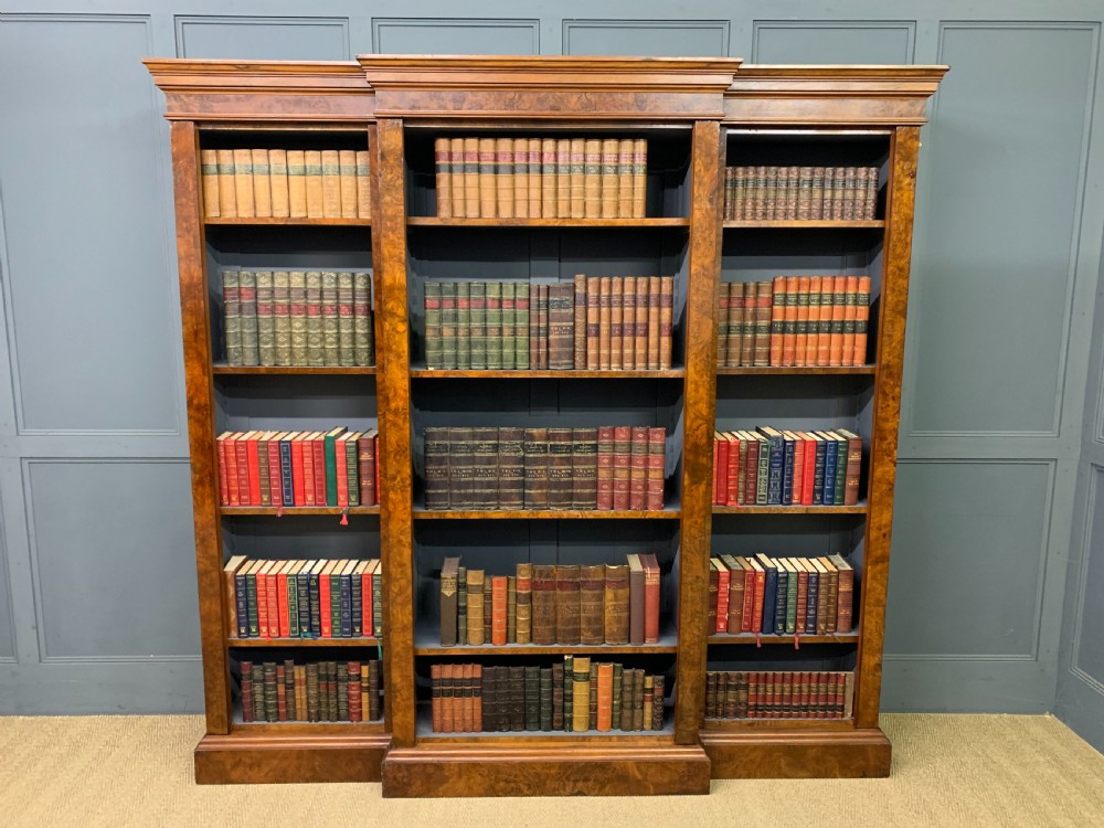 Victorian Burr Walnut Open Bookcase View II