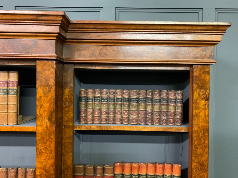 Victorian Burr Walnut Open Bookcase View III