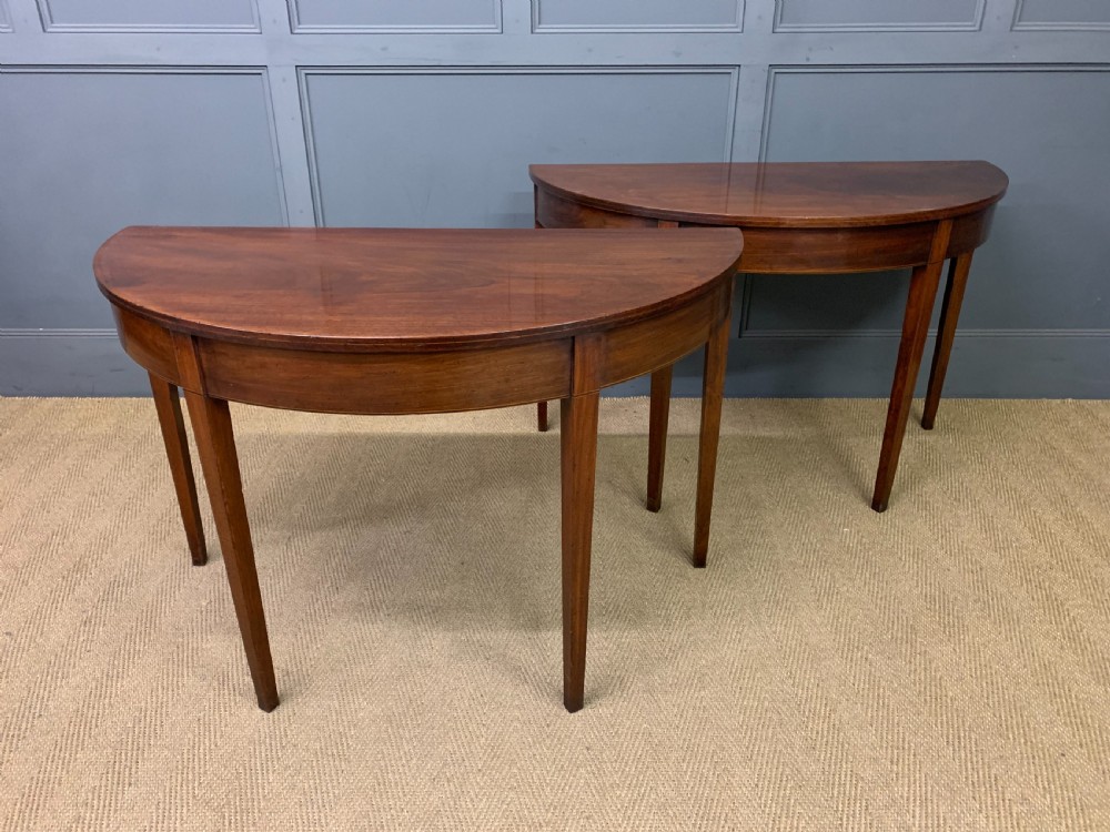 Pair of Georgian Mahogany Demi Lune Console Tables View II