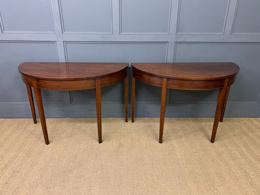 Pair of Georgian Mahogany Demi Lune Console Tables View III