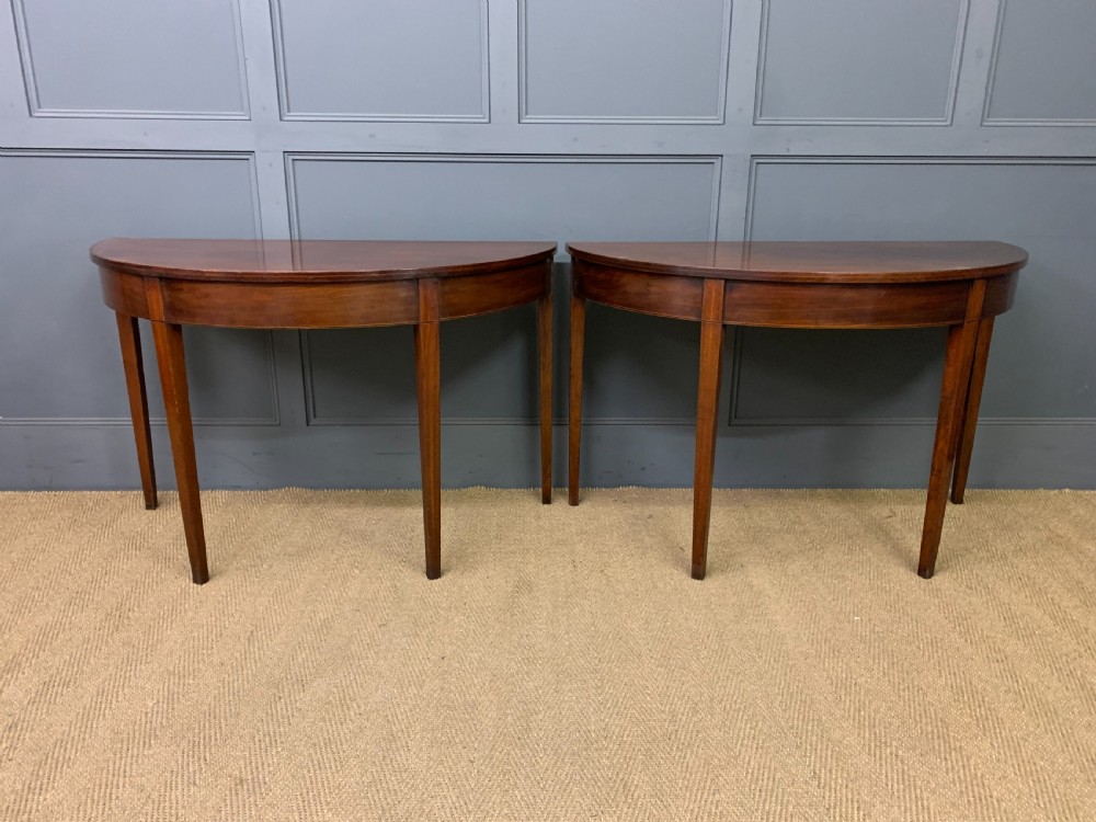 Pair of Georgian Mahogany Demi Lune Console Tables View IV