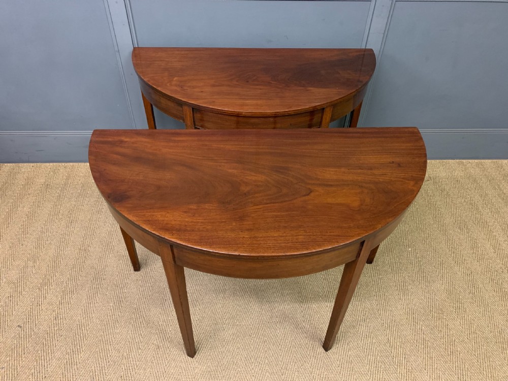 Pair of Georgian Mahogany Demi Lune Console Tables View V