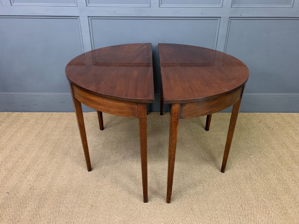 Pair of Georgian Mahogany Demi Lune Console Tables View VI