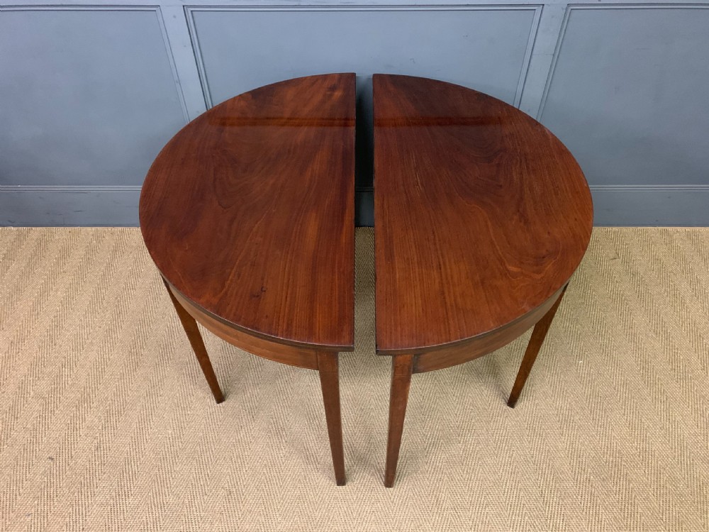 Pair of Georgian Mahogany Demi Lune Console Tables View VII