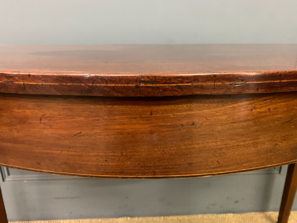 Pair of Georgian Mahogany Demi Lune Console Tables View X