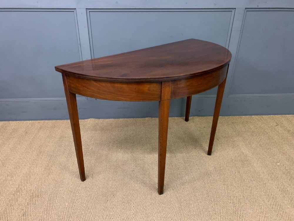 Pair of Georgian Mahogany Demi Lune Console Tables View XII