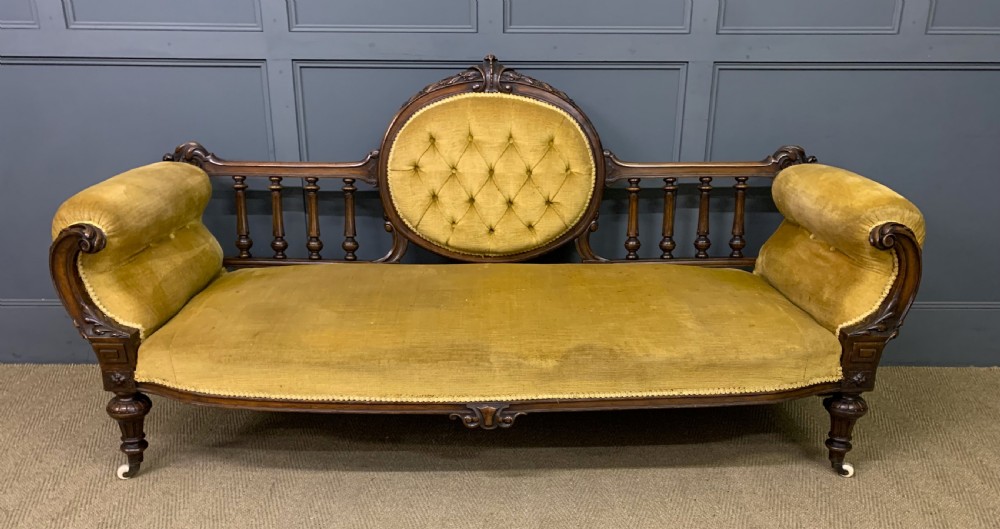 Victorian Upholstered Walnut Settee