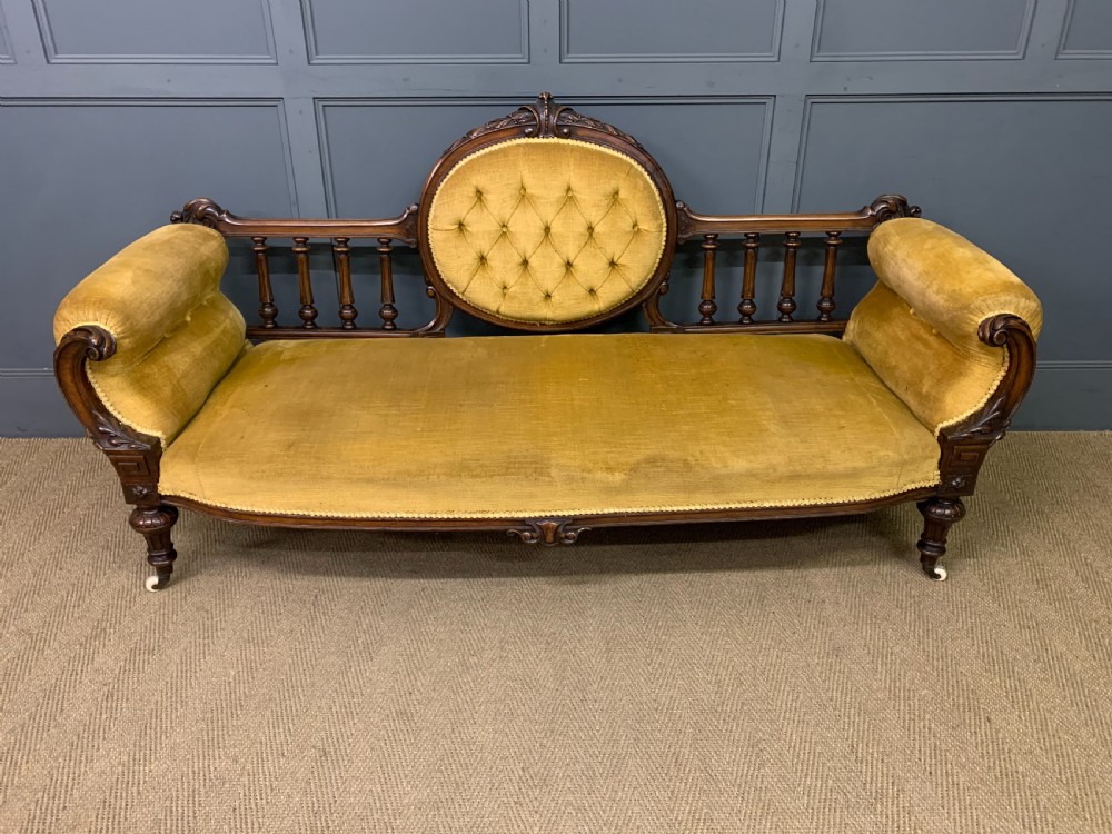 Victorian Upholstered Walnut Settee View II