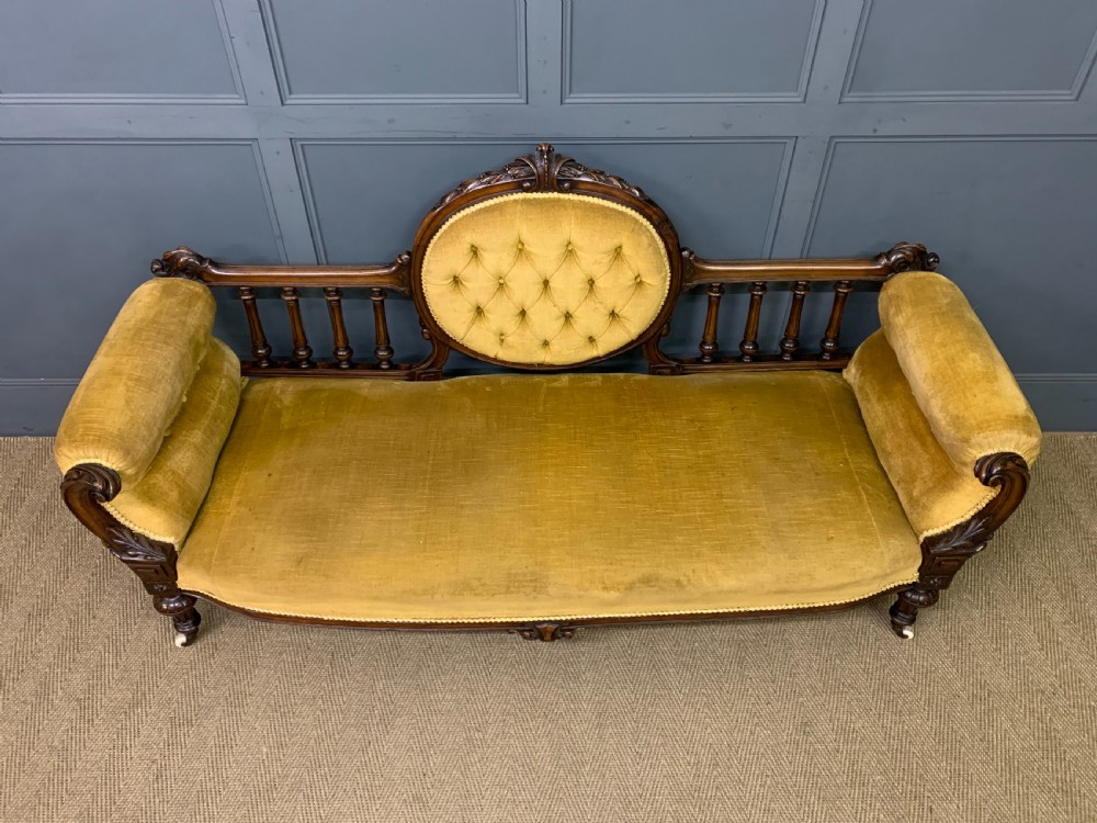 Victorian Upholstered Walnut Settee View III