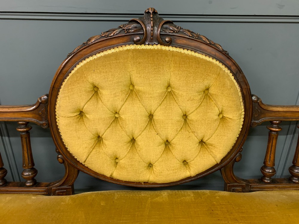 Victorian Upholstered Walnut Settee View V