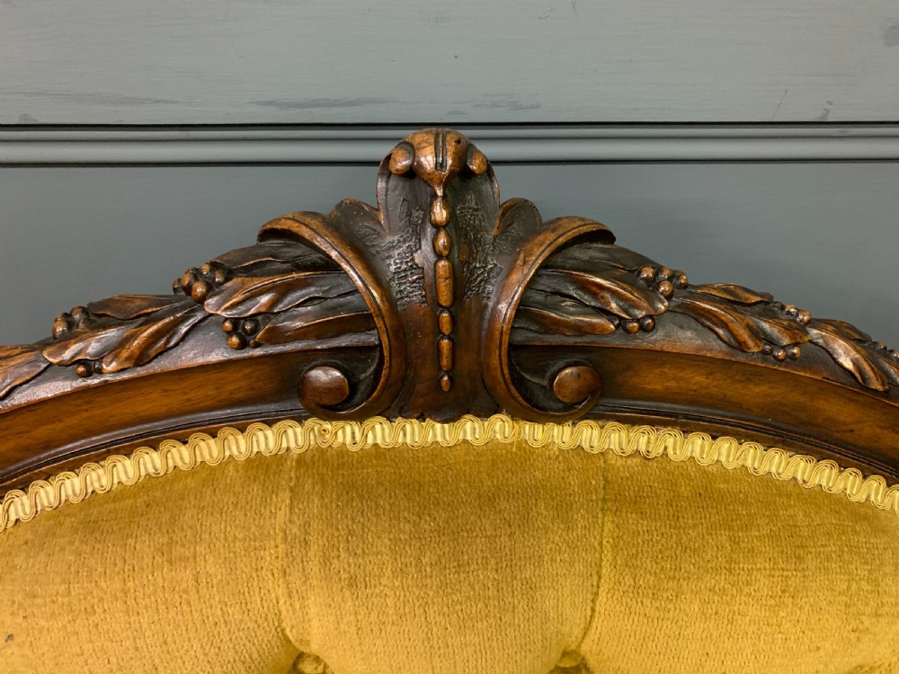 Victorian Upholstered Walnut Settee View VI