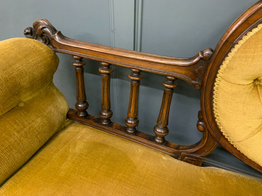 Victorian Upholstered Walnut Settee View VII