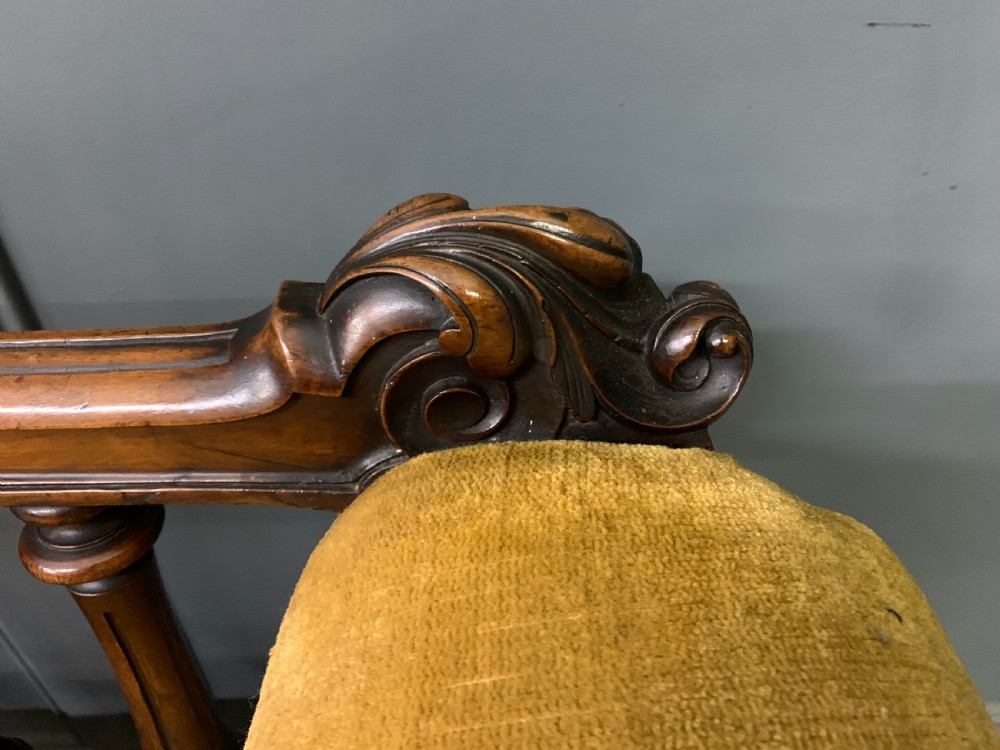 Victorian Upholstered Walnut Settee View VIII