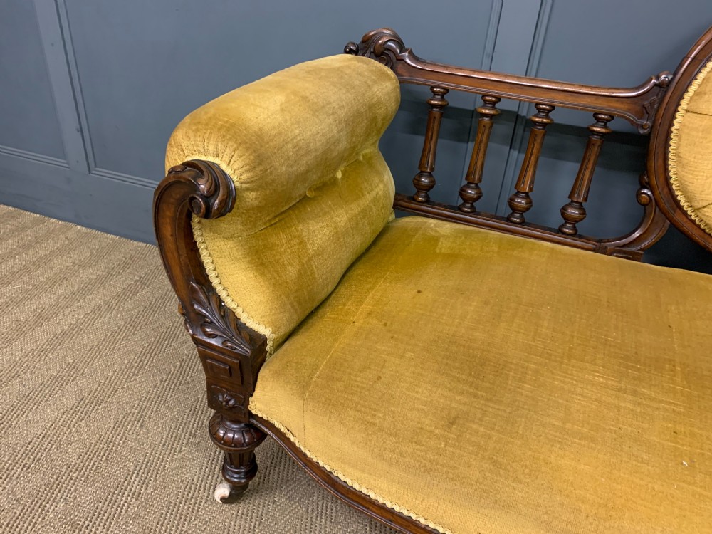Victorian Upholstered Walnut Settee View IX