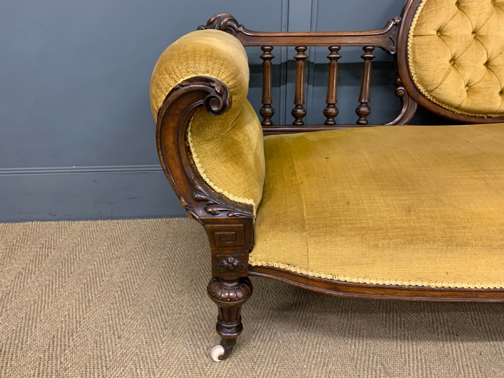 Victorian Upholstered Walnut Settee View X
