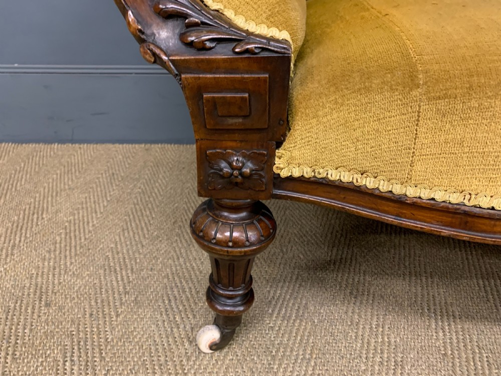 Victorian Upholstered Walnut Settee View XI