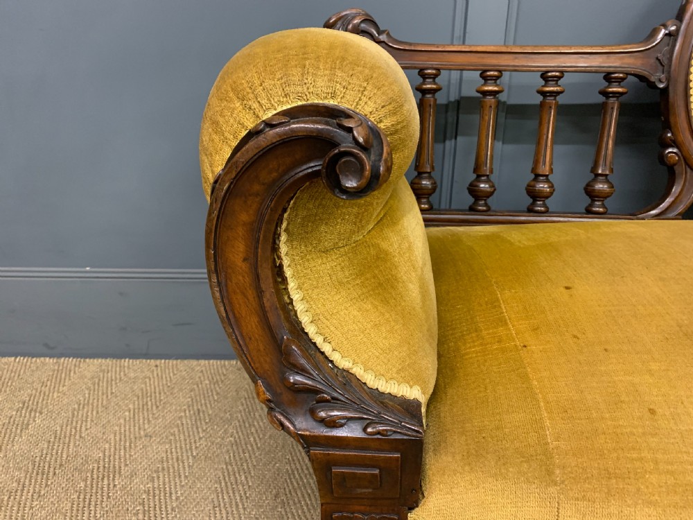 Victorian Upholstered Walnut Settee View XII