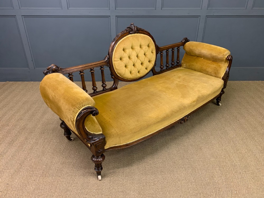 Victorian Upholstered Walnut Settee View XIV
