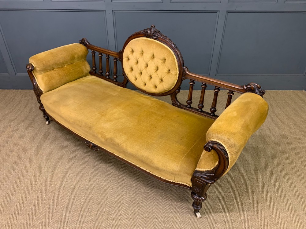Victorian Upholstered Walnut Settee View XVI
