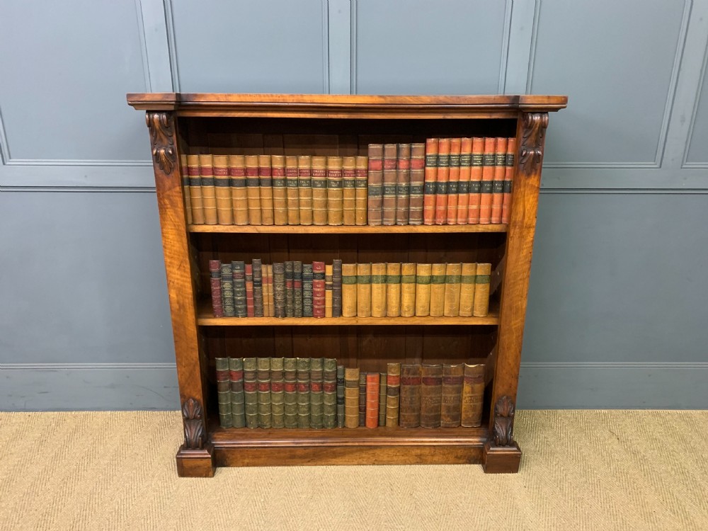 Victorian Figured Walnut Open Bookcase View II