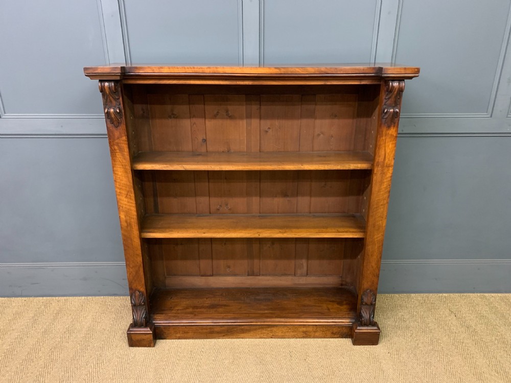Victorian Figured Walnut Open Bookcase