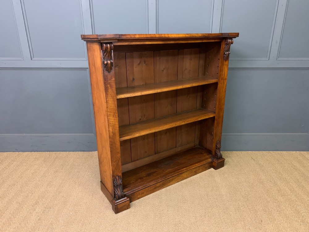 Victorian Figured Walnut Open Bookcase View IV
