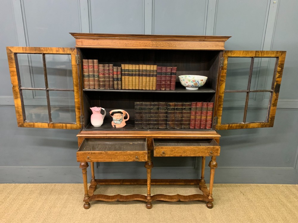 Marquetry Inlaid Burr Walnut Cabinet on Stand View V