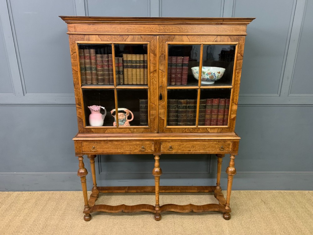 Marquetry Inlaid Burr Walnut Cabinet on Stand View VI
