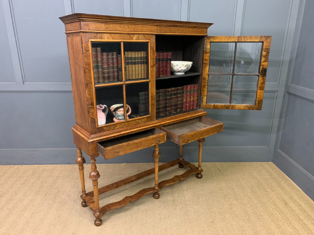 Marquetry Inlaid Burr Walnut Cabinet on Stand View XIX