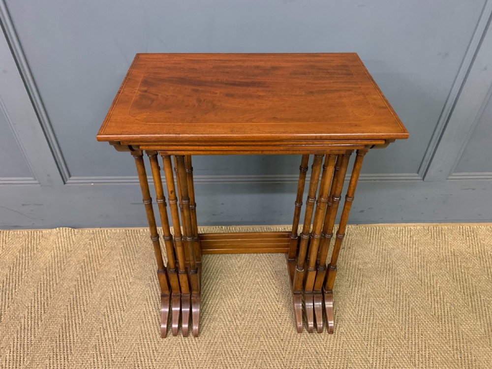 Nest of 4 Inlaid Mahogany Tables View II