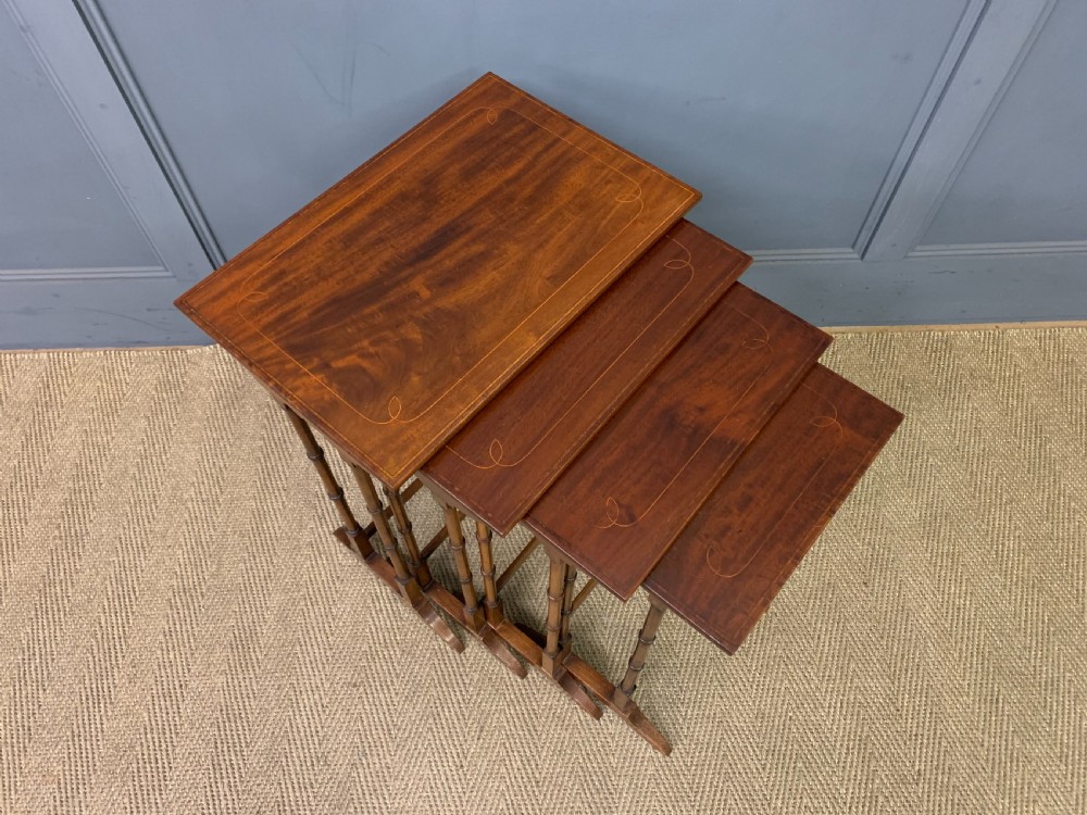 Nest of 4 Inlaid Mahogany Tables View VI