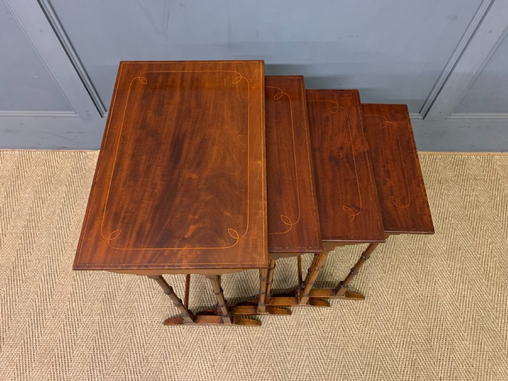 Nest of 4 Inlaid Mahogany Tables View VIII