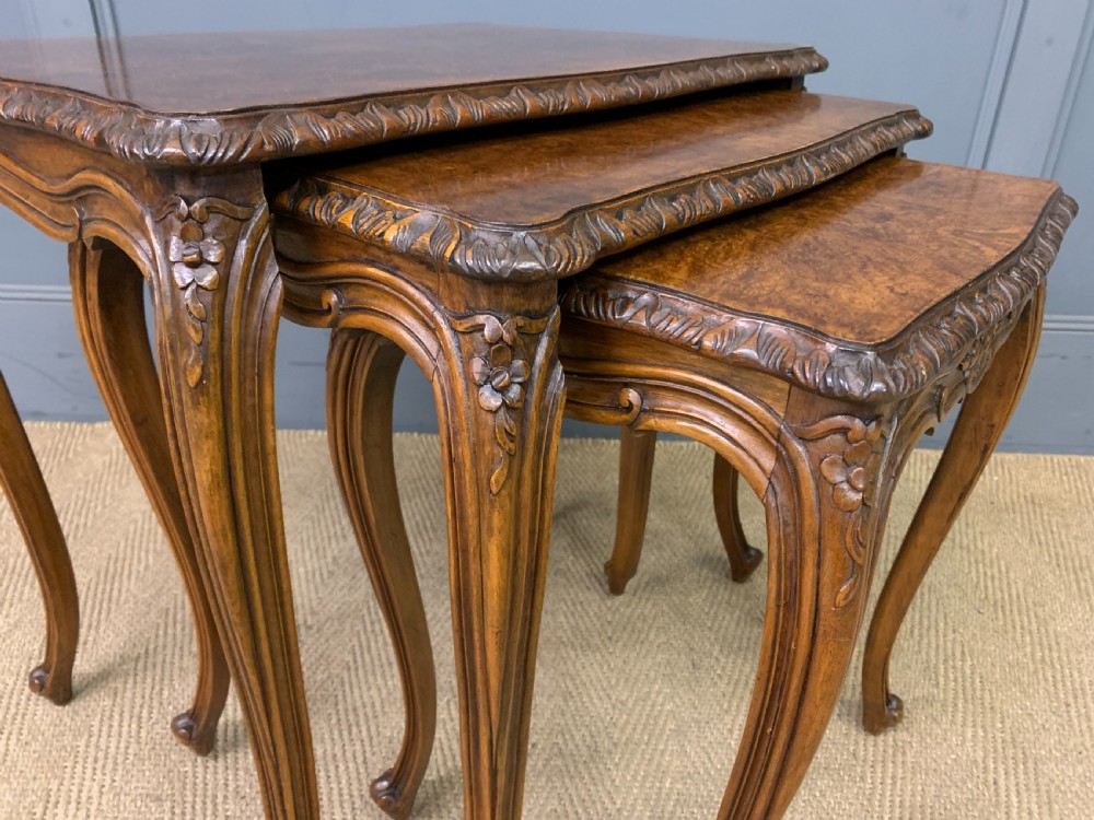 Burr Walnut Nest of 3 Tables View V
