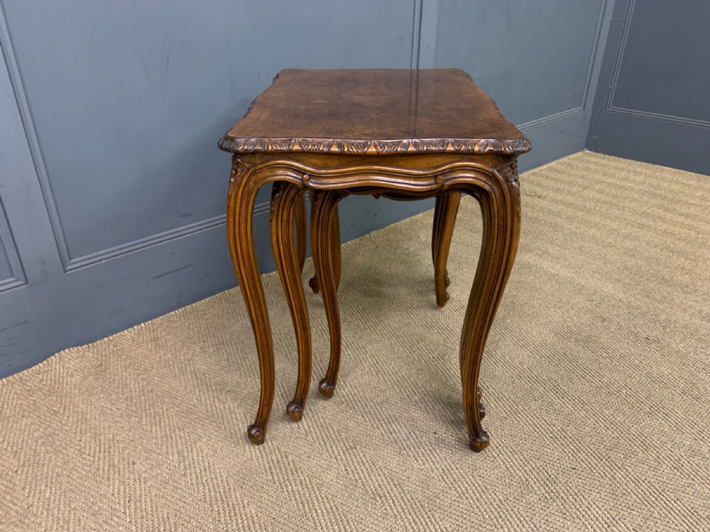 Burr Walnut Nest of 3 Tables View VIII