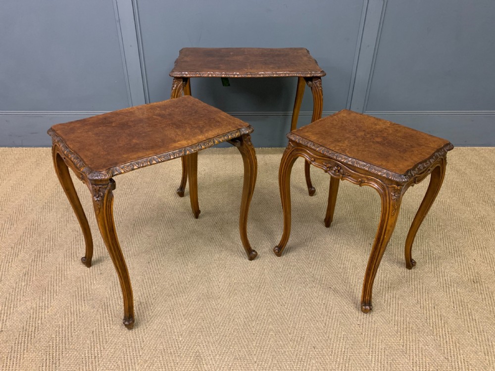 Burr Walnut Nest of 3 Tables View X