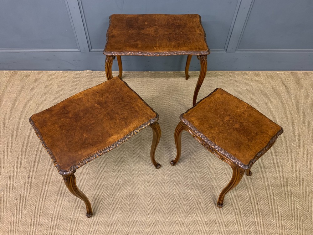 Burr Walnut Nest of 3 Tables View XI