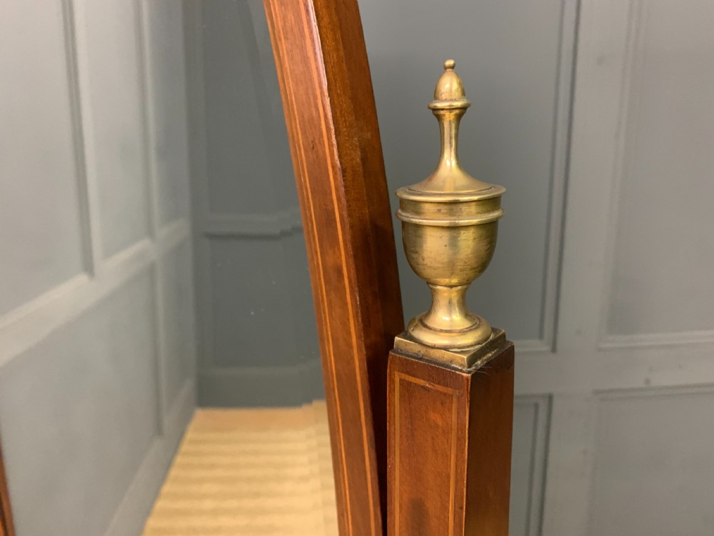 Edwardian Oval Inlaid Mahogany Cheval Mirror View IX